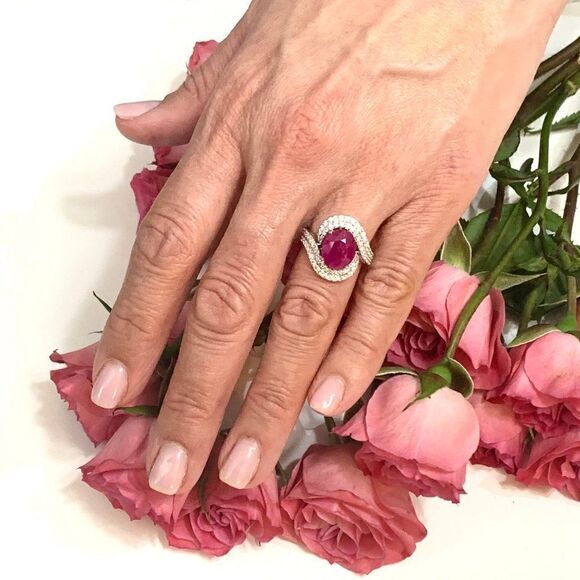 Natural Ruby Diamond Ring 14k Gold 6.32 TCW Size 6.5 GIA Certified $6,975 111872 - Picture 1 of 12